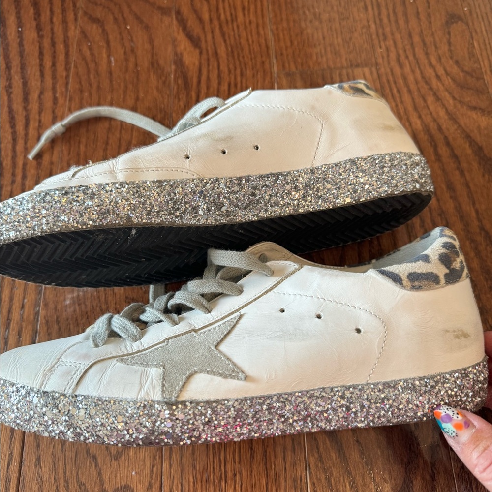 Golden Goose glitter/leopard sneaks 38